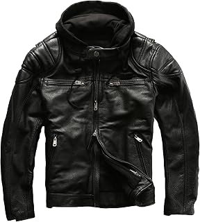 ZXCVB Men Cowhide Leather Vest, Outdoor Riding Motorbike Waistcoat, Leather Breathable And Removable