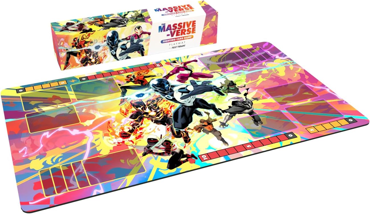 Premium Stitched Massive-Verse Fighting Card Game Playmat with Zones and Non-Slip Rubber Backing - TCG Play Mat for Card Games - Colorful Design with Epic Art from Dan Mora