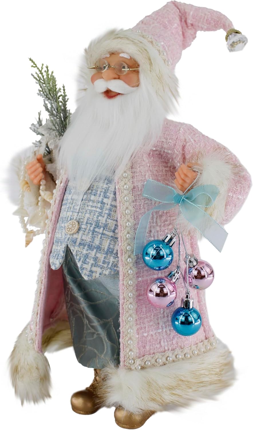 Windy Hill Collection 16" Pink & Blue Cloud Coastal Santa Claus Christmas Figurine Figure Decoration 164006