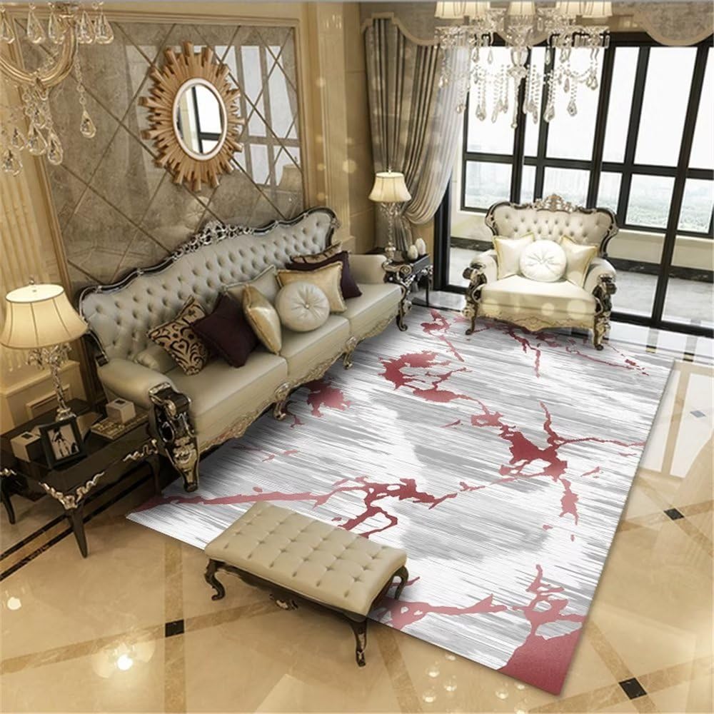 Tapis garcon chambre lavable rouge 180x250cm grand tapis salon abstrait décoration terrasse