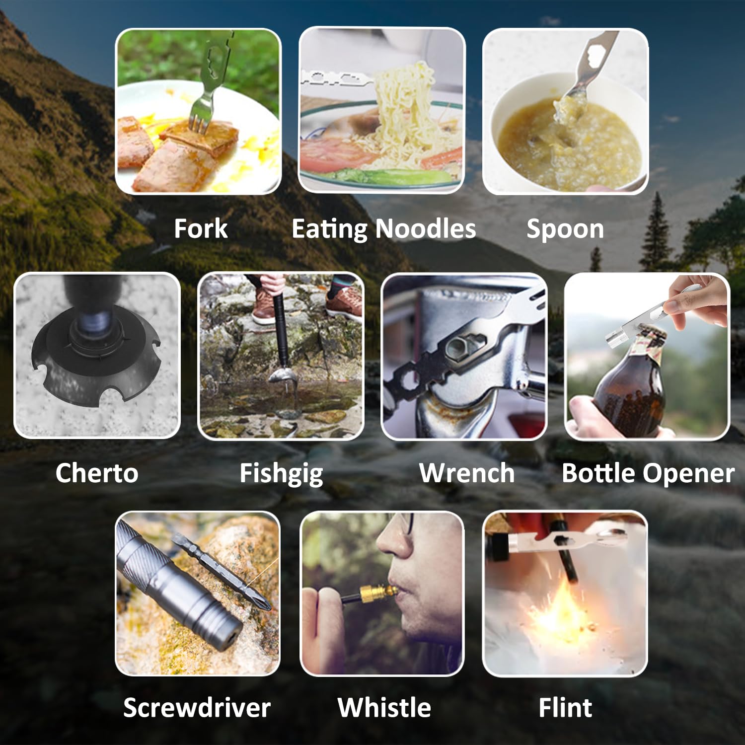 Tactical Walking Stick, Prime 15-in-1 Hiking Poles, Adjustable Multipurpose Tactical Hiking Stick for Men Women Outdoor Adventure Trekking Camping