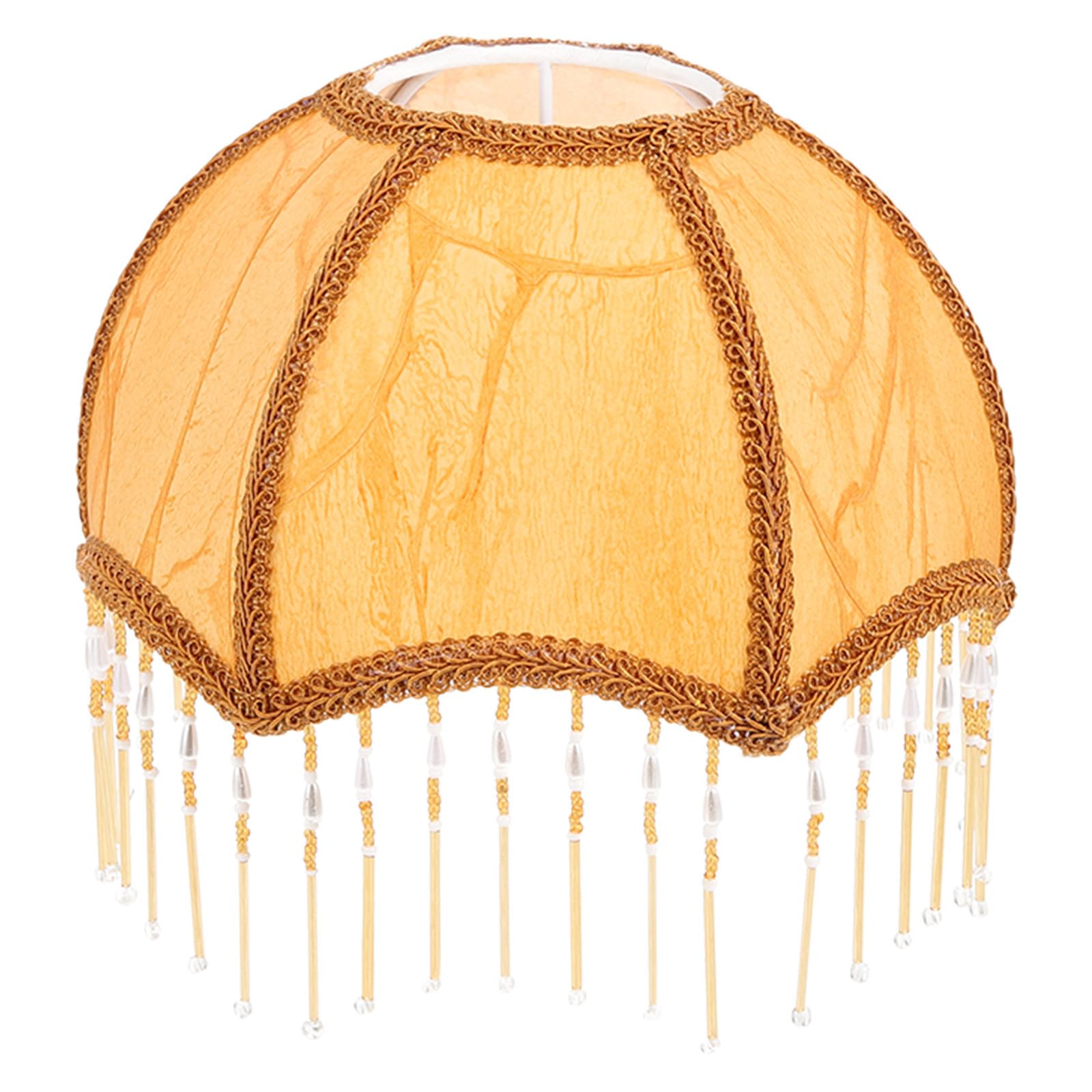 SECFOU Tassel Lampshade Vintage Style Scallop Dome Lamp Shade for Floor and Table Lamps for Bedroom and Office Spaces E27 Wrought Iron Small Lampshade