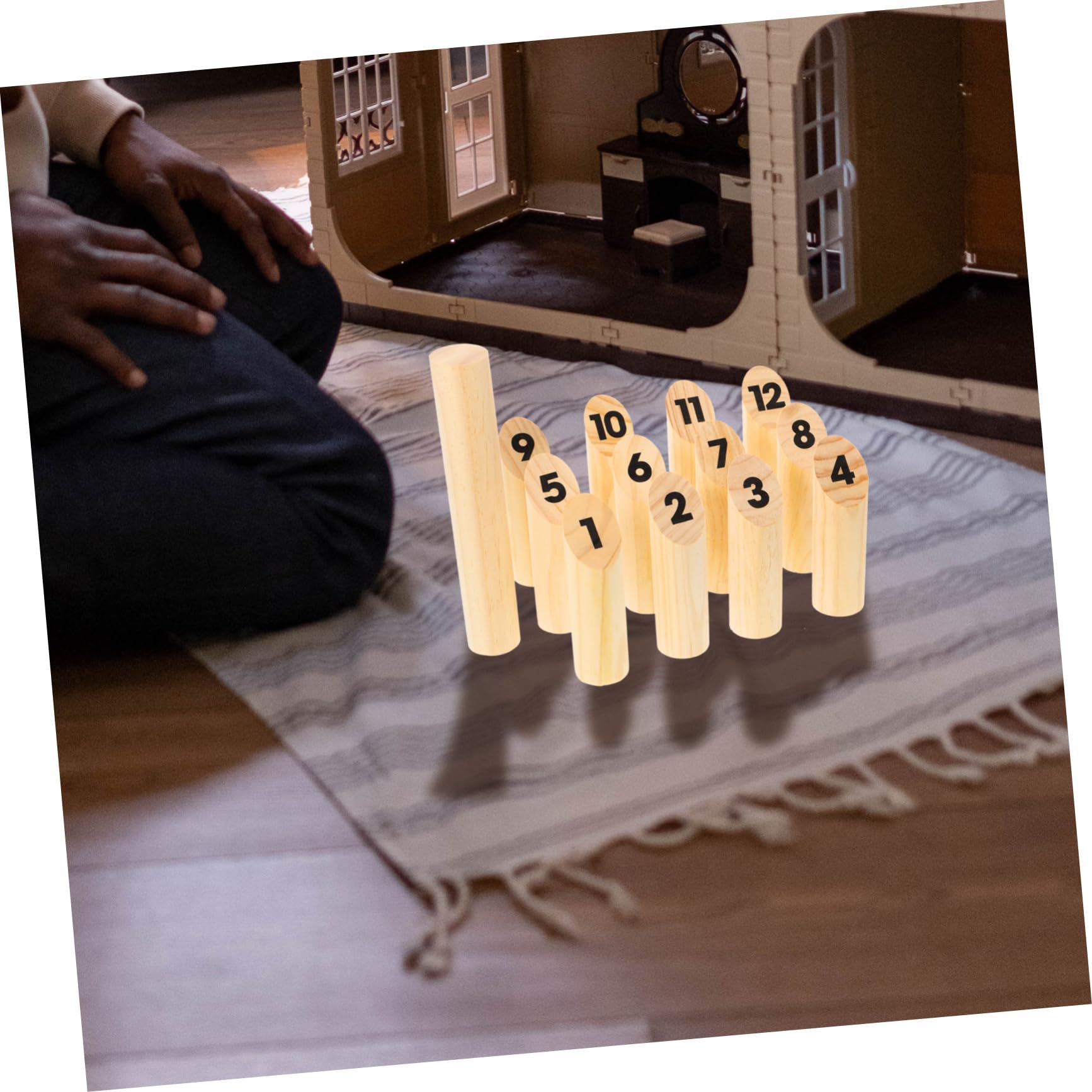 GANAZONO Bocce 1 Set Birilli finlandesi in legno giochi interattivi per famiglie allaperto giochi sul prato giocattoli da spiaggia oggetti di scena del gioco di squadra Giocattolo