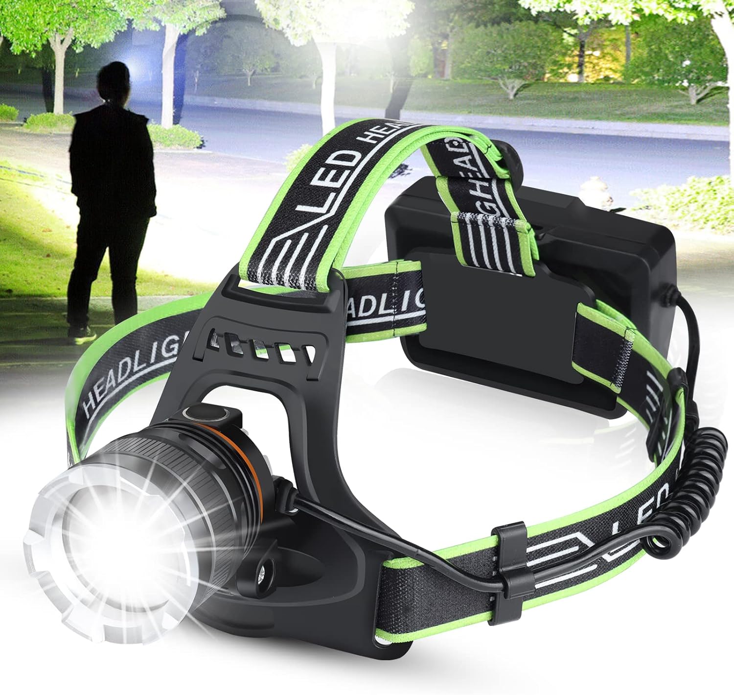 LED Rechargeable Headlamp, USB Head Lamp Super Bright 100000 High Lumen