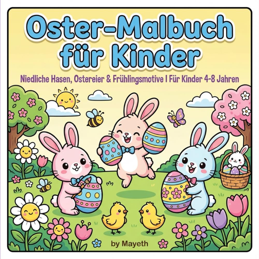 Oster Malbuch für Kinder: Niedliche Hasen, Ostereier & Frühlingsmotive I Für Kinder von 4-8 Jahren