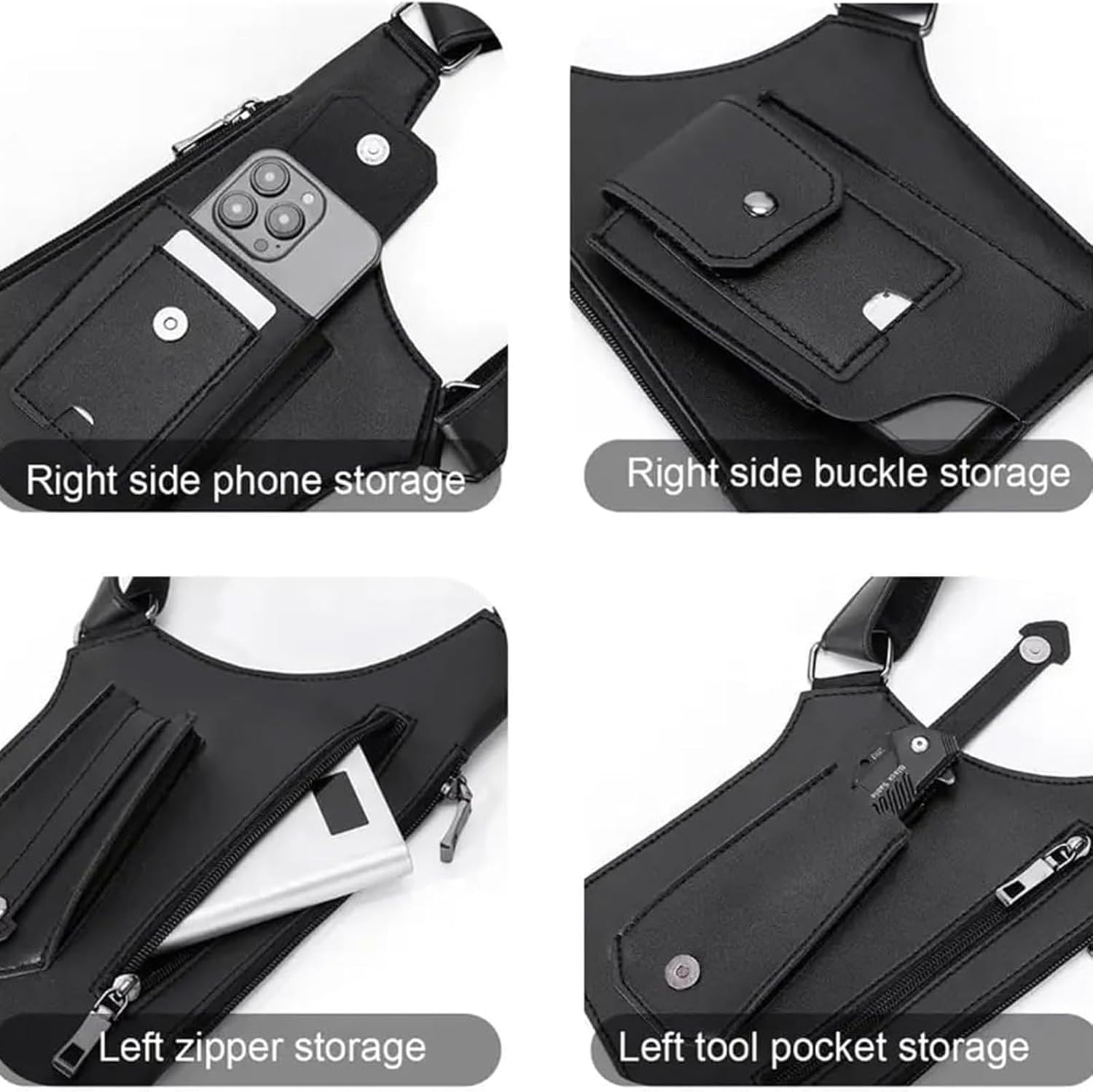 Premium Leather Adjustable Underarm Shoulder Bag for Men, Unisex Hidden Shoulder Holster Bag, Water Resistant Anti-Theft
