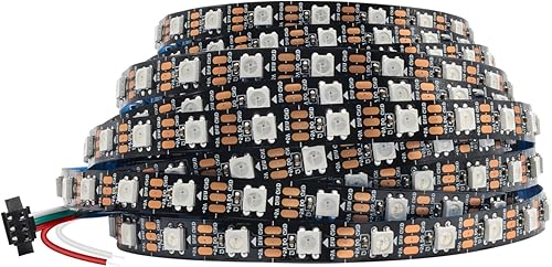 icever WS2812B MagicRGB - Tira LED de 16.4 pies, 300 LED RGB 5050SMD, direccionable, PCB negro flexible, tablero desnudo IP30, color de ensueño,