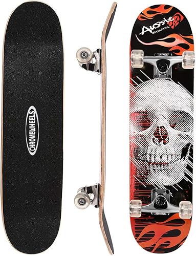 Miniatura 27 de ChromeWheels Patineta de 31 pulgadas, patineta de doble patada, tabla Cruiser Longboard de 8 capas de arce para niños y principiantes
