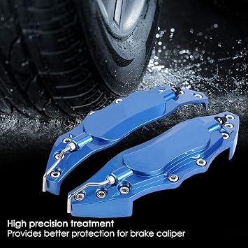 PerGar Caiper Covers, Brake Caliper Cover, 2pcs Car Aluminum Alloy Brake Caliper Protector Cover for Wheel Hub 16in-17in Medium Automotive Replacement Brake Calipers Without Pads(Blue)