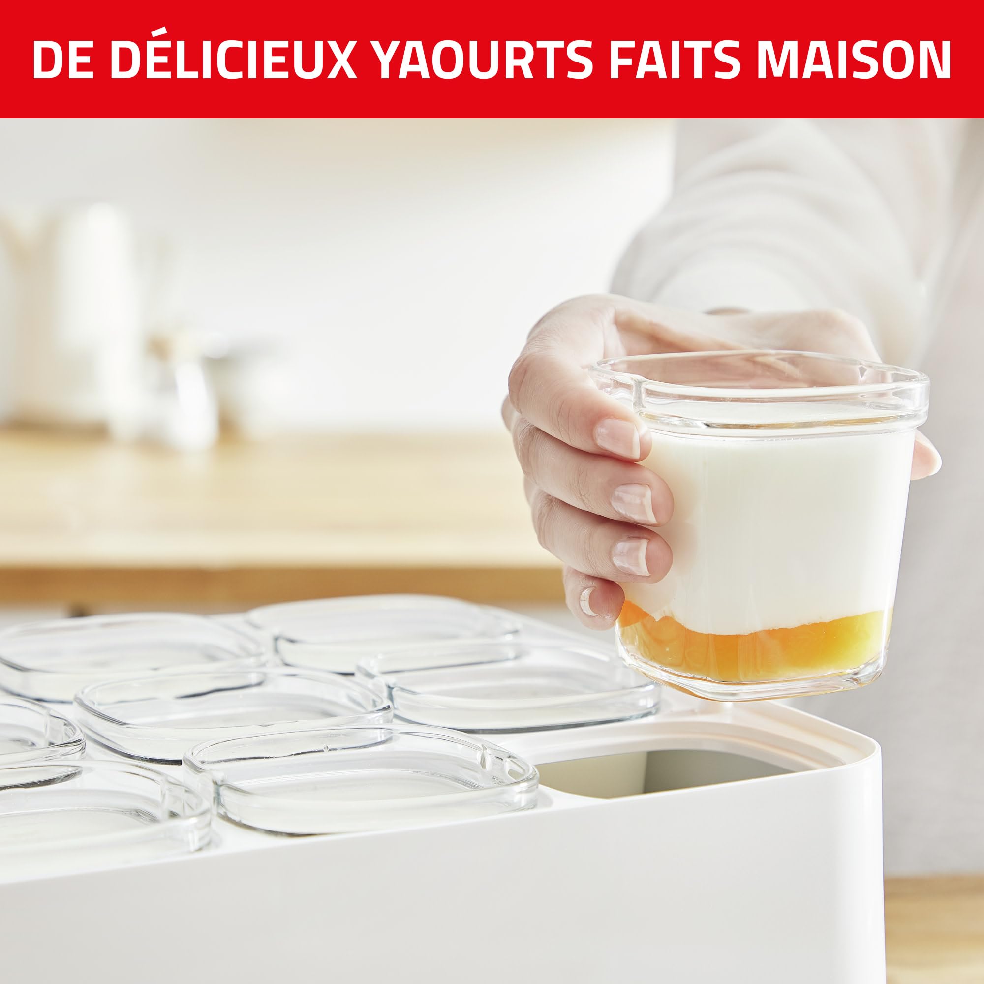 SEB - Yaourtière - 600W - 6 pots - Multi Délices Express Compact - blanc/rouge - YG660100 - Electroménager