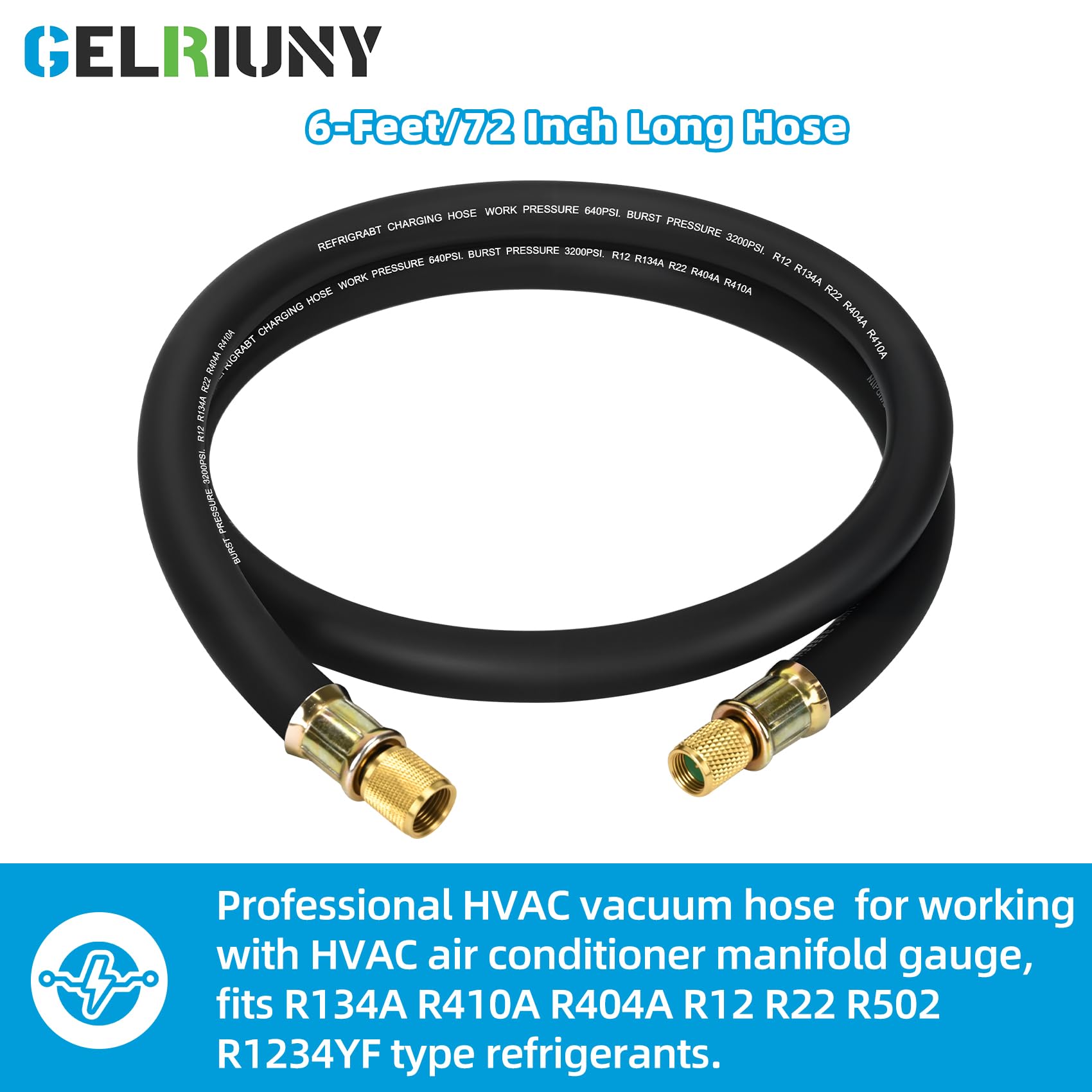 Manguera de vacío HVAC mejorada de 1/2 pulgada, manguera de refrigerante certificada por vacío de alto flujo, 1/2 x 3/8 pulgadas, aspiradora de 20 micras, evacuación y recuperación más rápida de HVAC