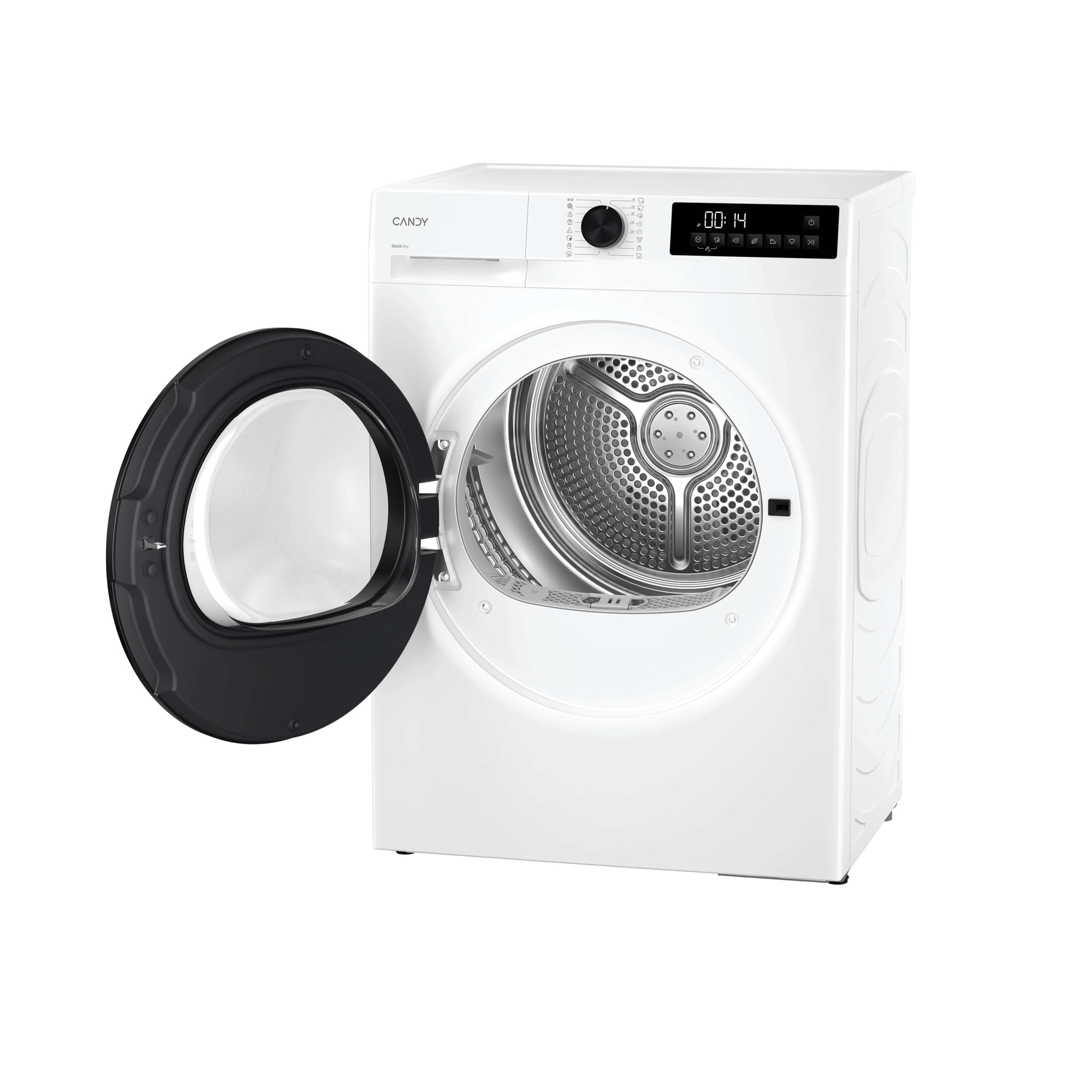 Candy ProDry 300 GDL 8N1B-S, asciugatrice 8KG, pompa di calore, pannello digitale e ruota, AI Smart Move, 16 cicli, 7 rapidi, cassetto condensazione, stiratura facile, casa ritardata 24H, 62DB, bianco