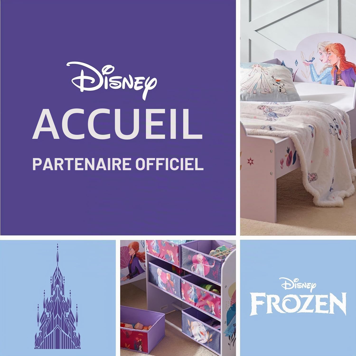 Disney Home La Reine des Neiges – Anna & Elsa, Petit Fauteuil Déhoussable et Lavable, Confort Douillet pour Chambre d’Enfant