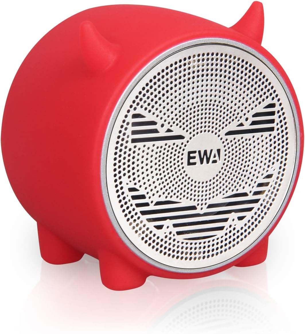 EWA A101 Mini Bluetooth Speaker, Wireless Portable Bluetooth Speaker, Small but Loud, Built in FM Radio, Support TF Card, Mini Cute Speaker for Christmas&New Year, a Gift for Kids of All Ages (Red)