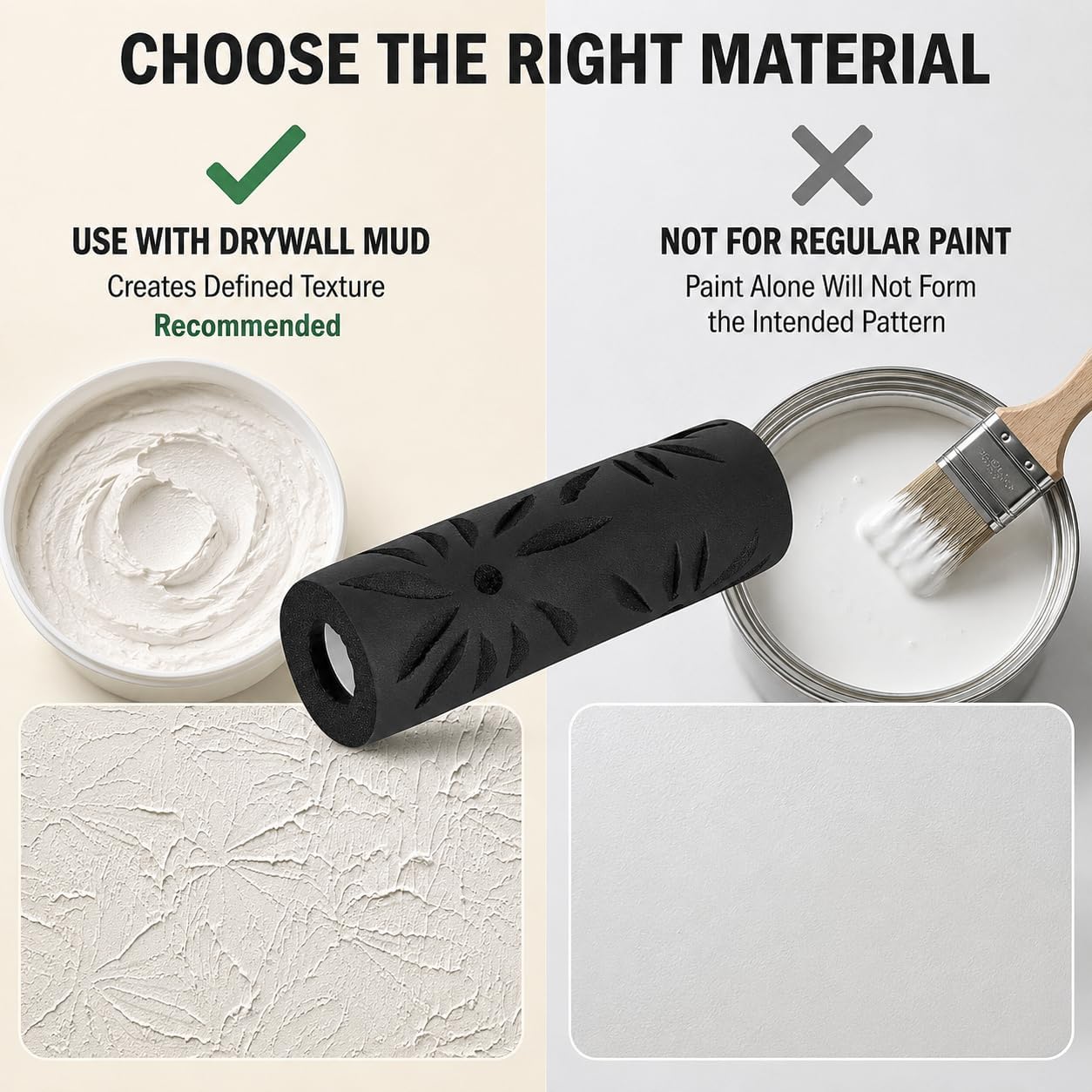 Poinsettia Style Pattern Drywall Texture Roller, 9-inch - Paint Roller | for Walls and Ceilings with Decorative Texture Pattern