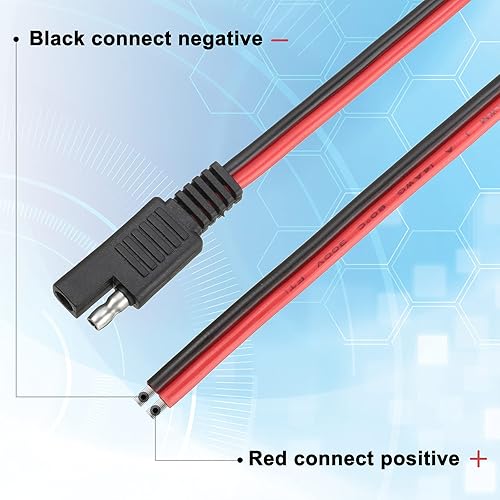 Miniatura 5 de Frienda Cable de conectores de 14 AWG compatible con SAE de 11.8 pulgadas, 2 pines, enchufe único, desconexión, cable de extensión automotriz para