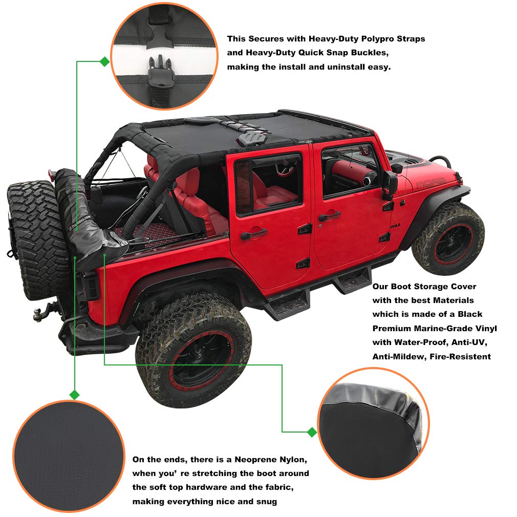 Shadeidea Soft Top Boot for Jeep Wrangler JK Unlimited 2 Door JKU 4