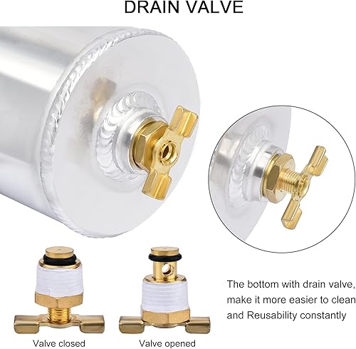 Miniatura 10 de EVIL ENERGY 10AN - Lata de captura de aceite deflectado, tanque de respiración de aceite con válvula, aluminio universal de 25.4fl oz, negro