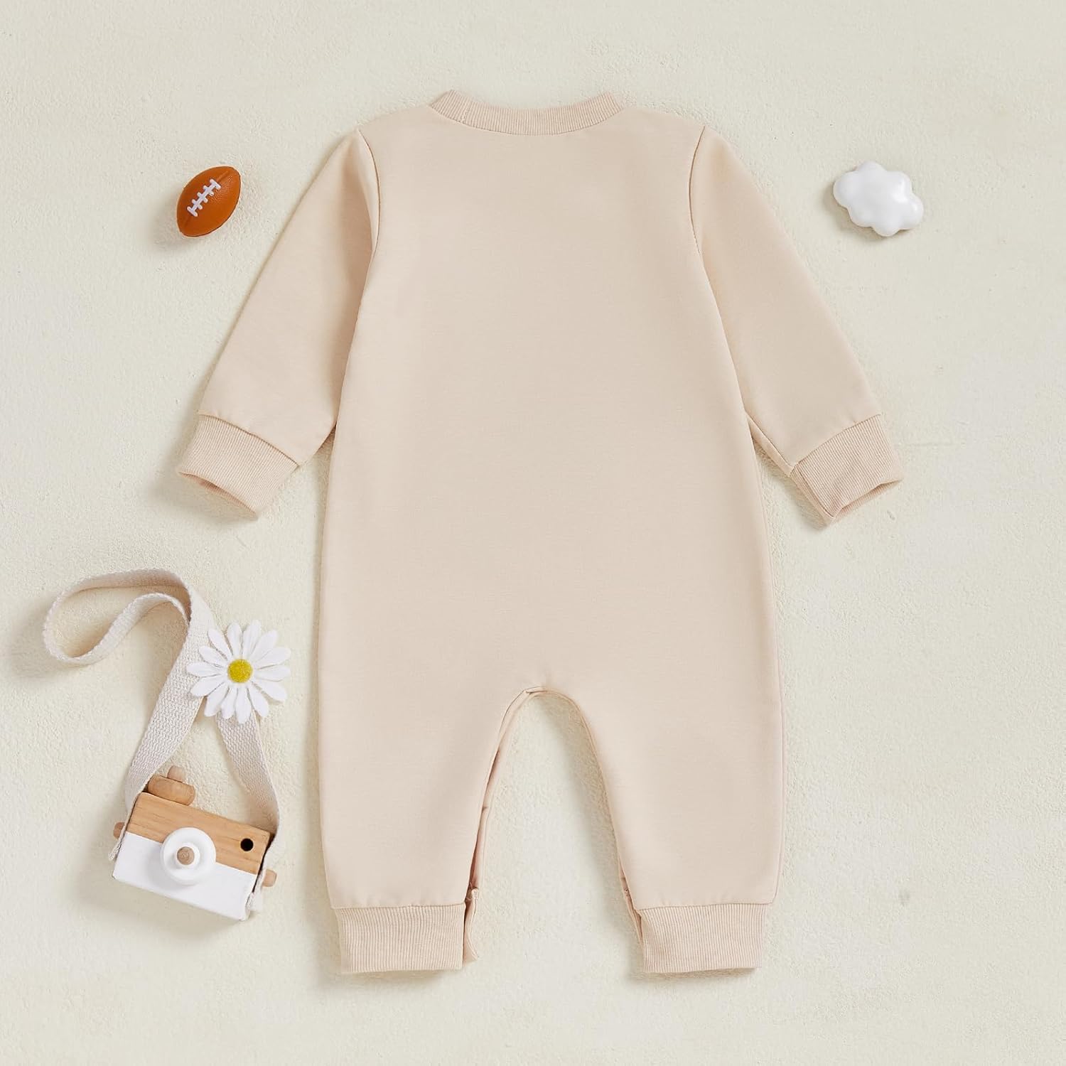 allshope Newborn Baby Boy Girl Fall Outfit Romper Long Sleeve Football Embroidery Jumpsuit Bodysuit Cute Infant Clothes - Image 7