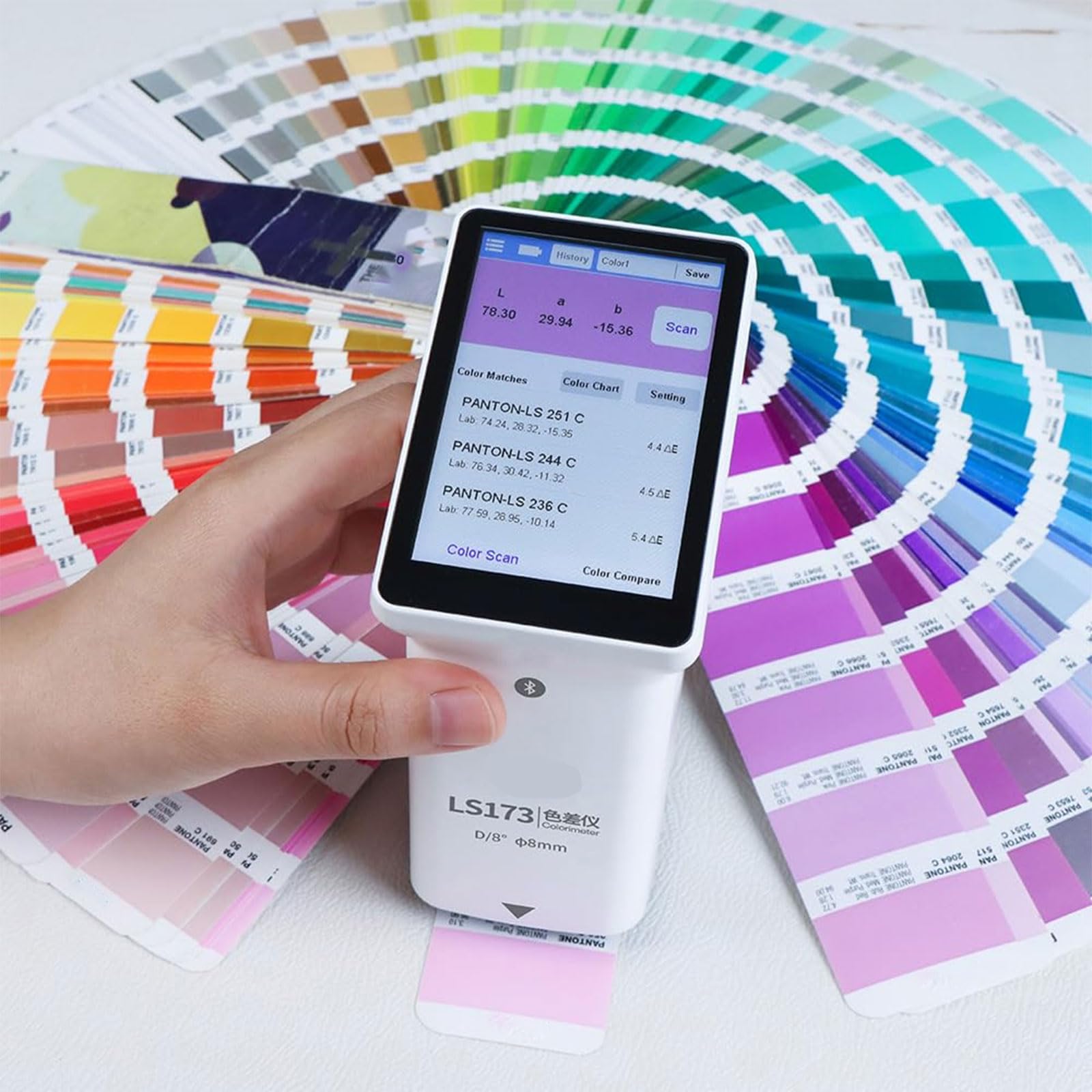 Colorímetro y espectrofotómetro portátil con gráficos de colores electrónicos, aplicaciones móviles y software de PC para diversas aplicaciones industriales