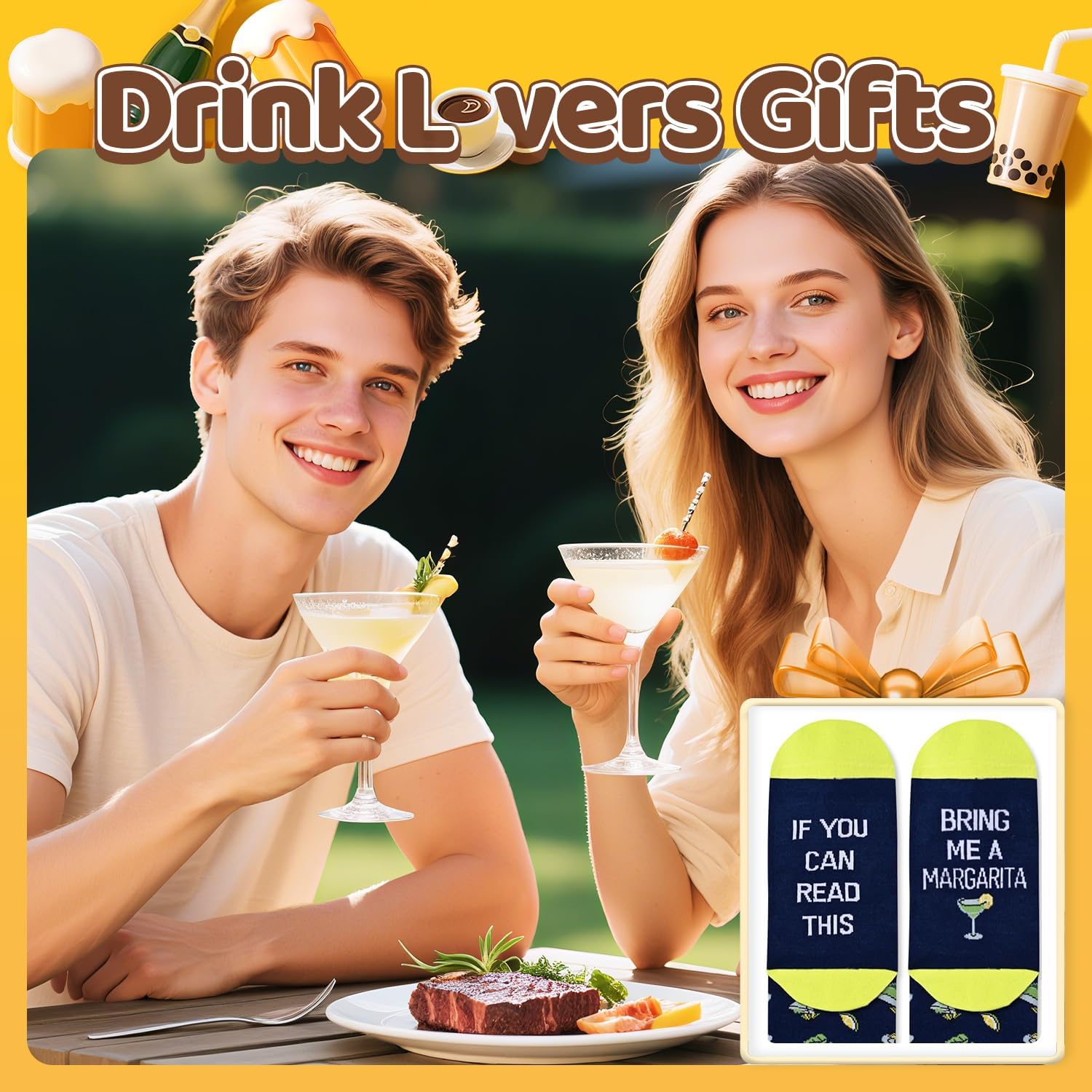 HAPPYPOP Funny Socks for Men Women - Taco Margarita Gifts, Maxican Food Socks - Image 2