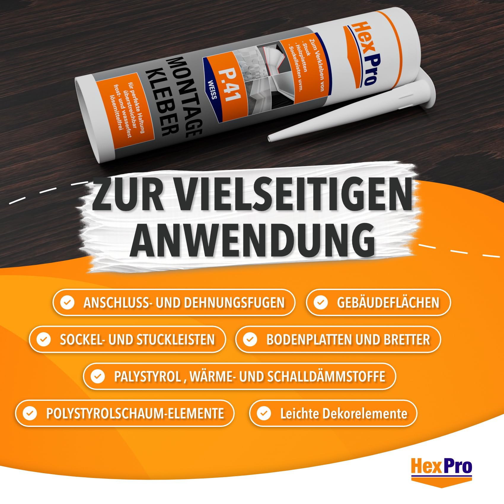 P63 Adhesivo de Montaje Extra Fuerte, Adhesivo Polimérico MS de Alta Adherencia para, Cantidad:12 piezas, Contenido adhesivo:310 ml