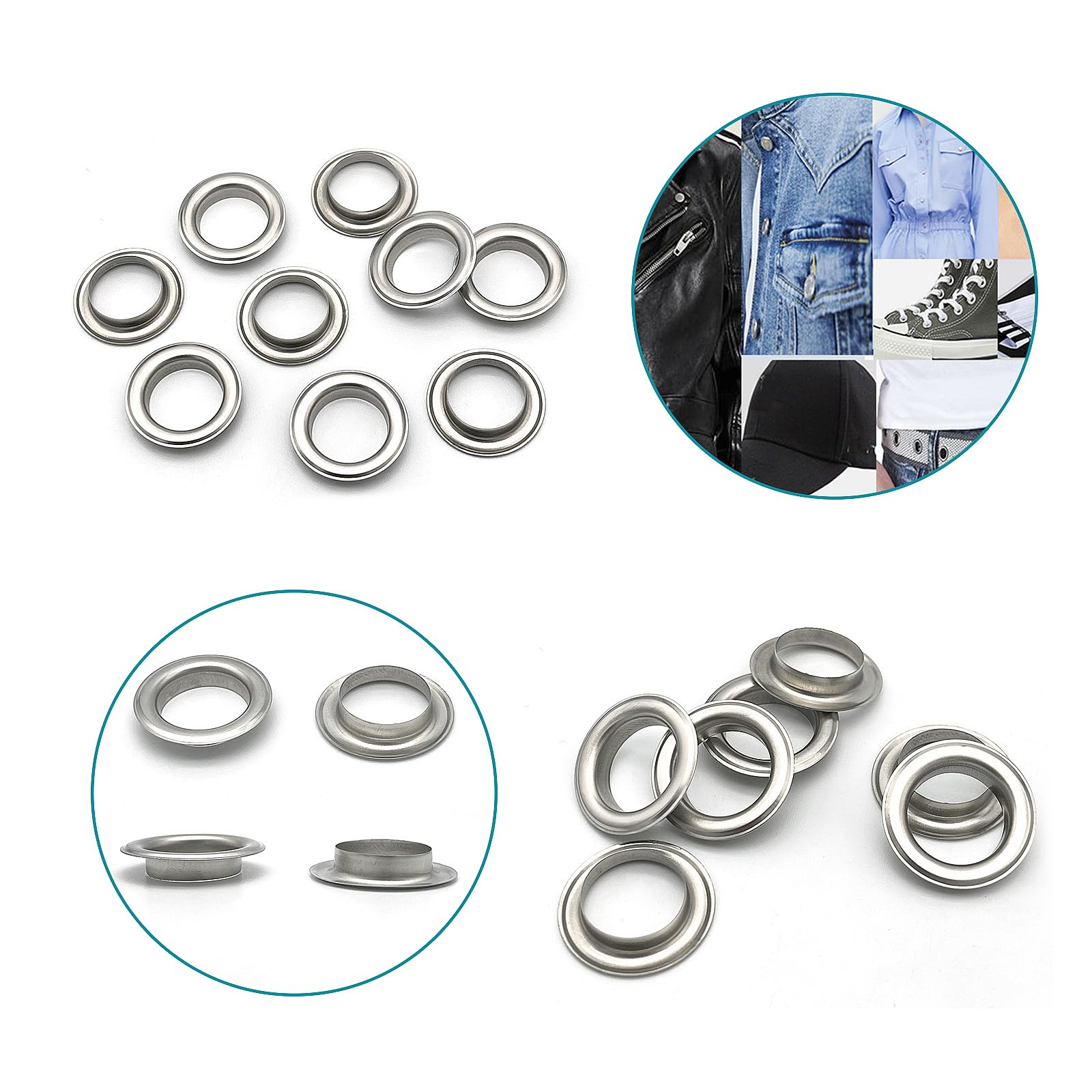 Set 100 Occhielli In Metallo 12mm - Con Rondelle, Per Teloni, Tende, Borse E Scarpe - Foto 2