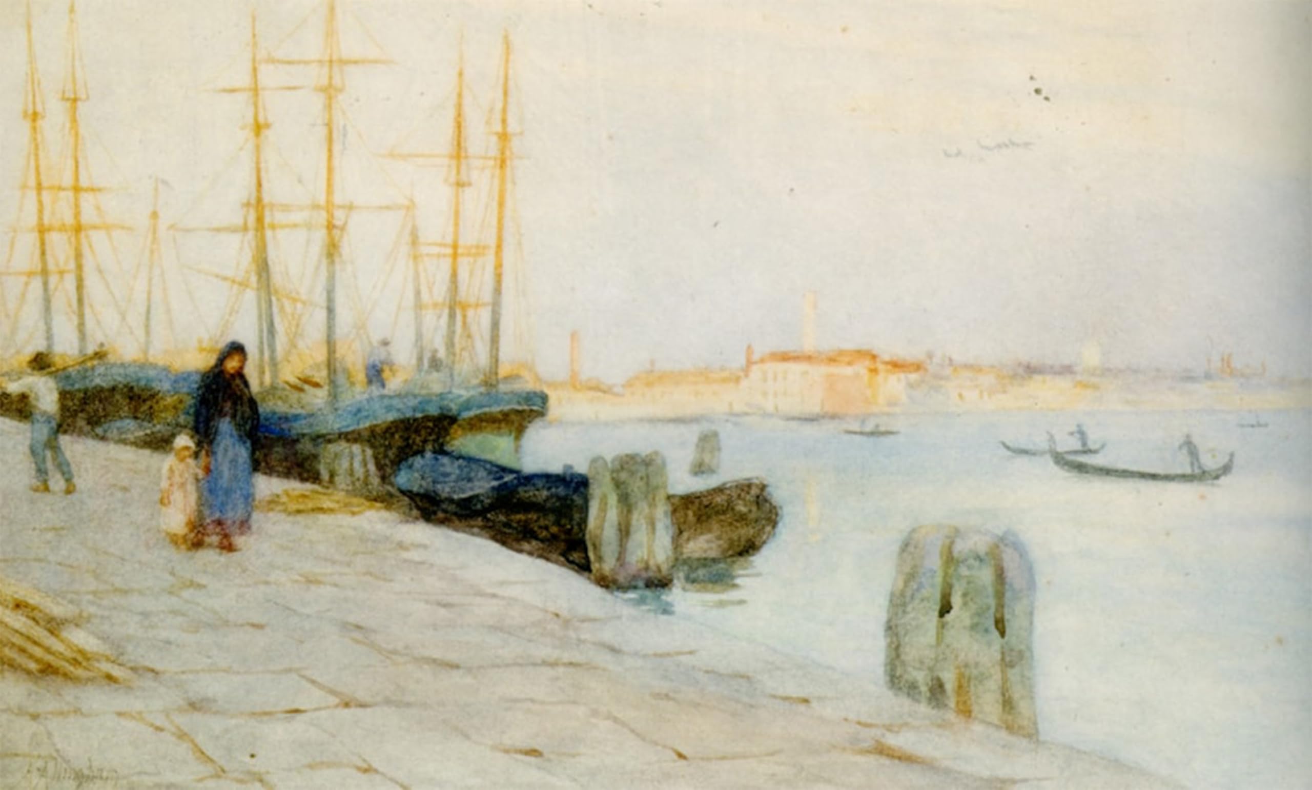 POSTERIIk Famous Animal Posters Vintage Picture Morning At the Quay Venice by Helen Paterson Allingham Modern Wall Decor for Home Decor 60x90cm