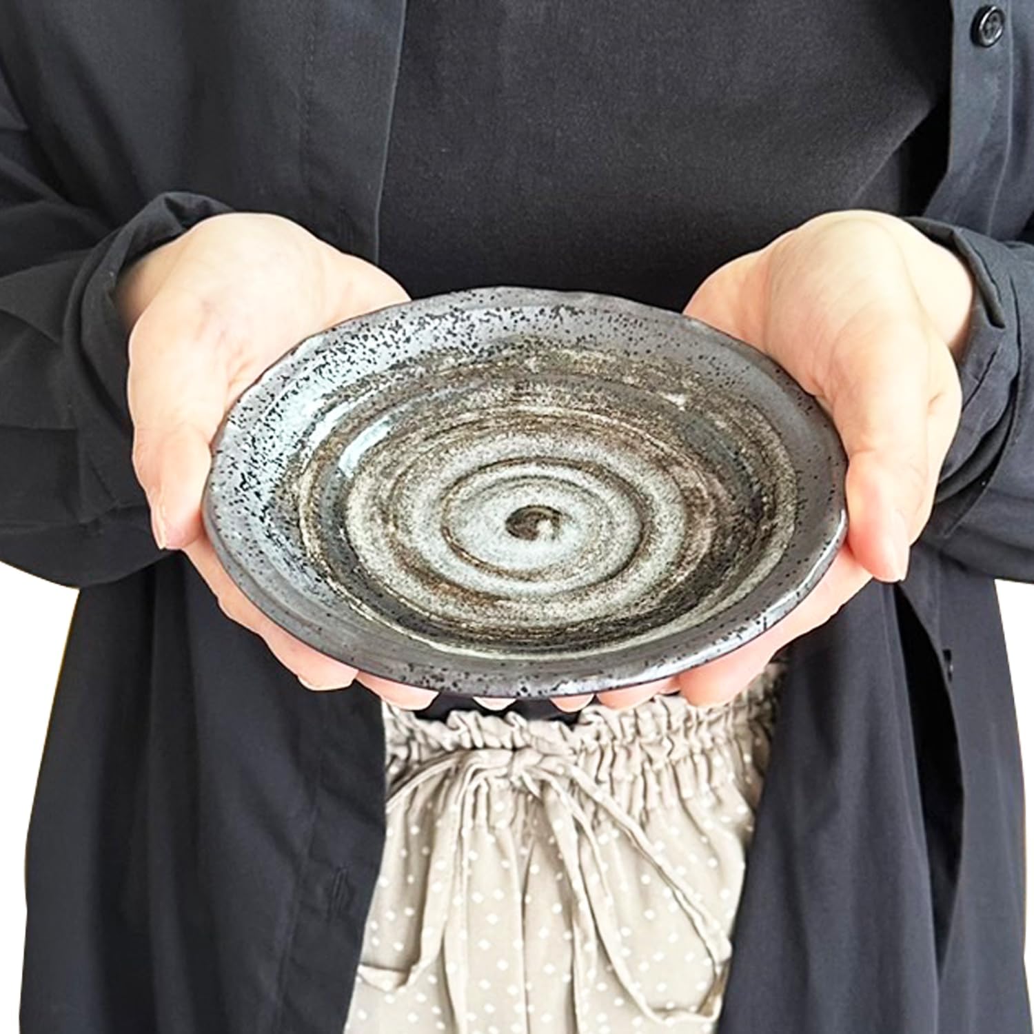 5.9 inches Serving Plates Set of 5, Rough Cut Shape Pottery, Dishwasher and microwave safe,Japanese Traditional Style and Color, Dessert plates, Appetizer Plates, Salad Plates (Appetizer Plate)
