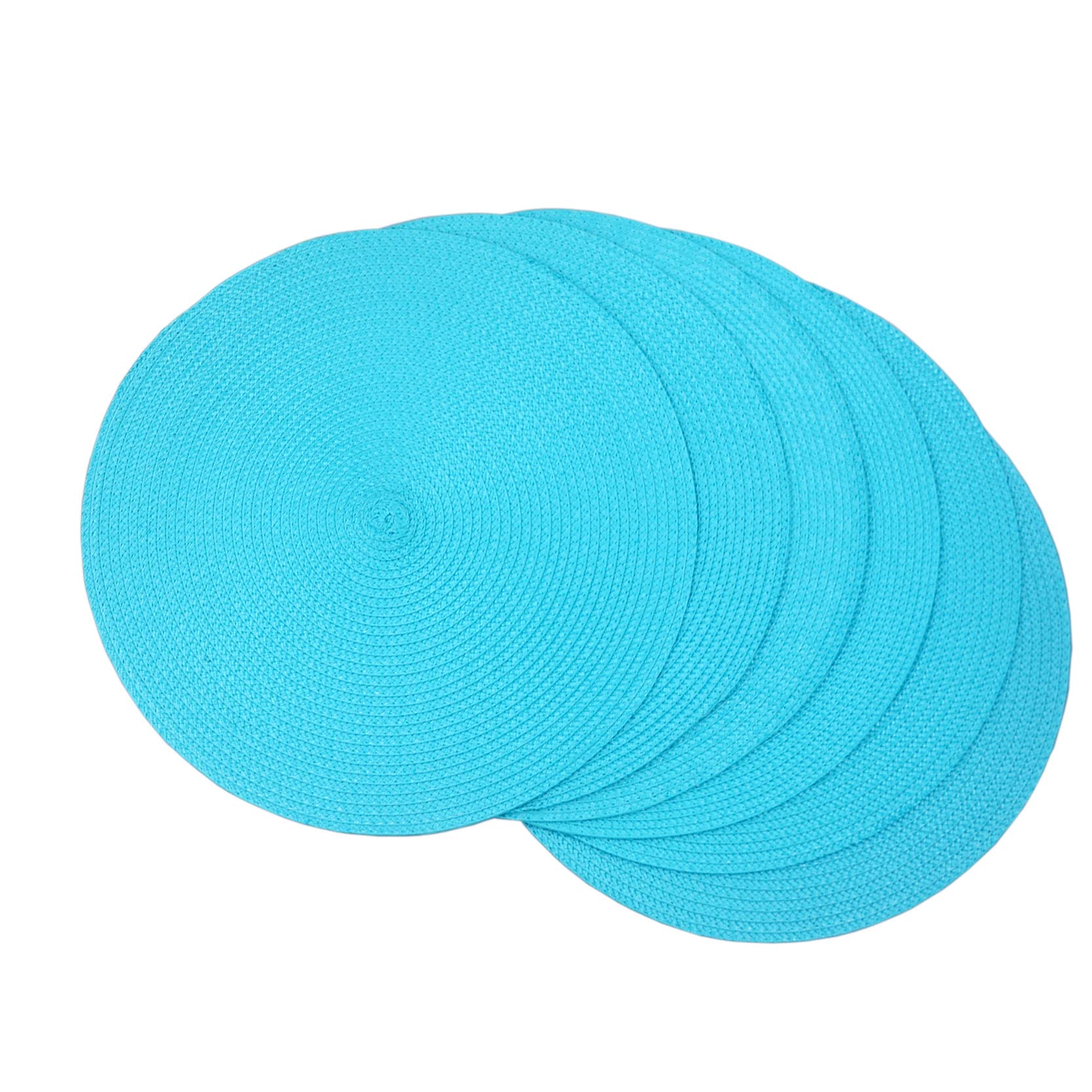 SCF2017 Round Woven Plastic Placemats 38cm Stylish and Practical Dining Table Mats,Set of 6,Sky blue — image 1