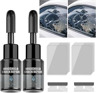 Windshield Crack Repair Kit, Cracks Gone Glass Kit Automotive Windscreen Tool for Fixing Chips, Glass Repair Kit Windshield for Fixing Chips, Cracks, Bulls-Eye and Star-Shape Cack (2 Set)