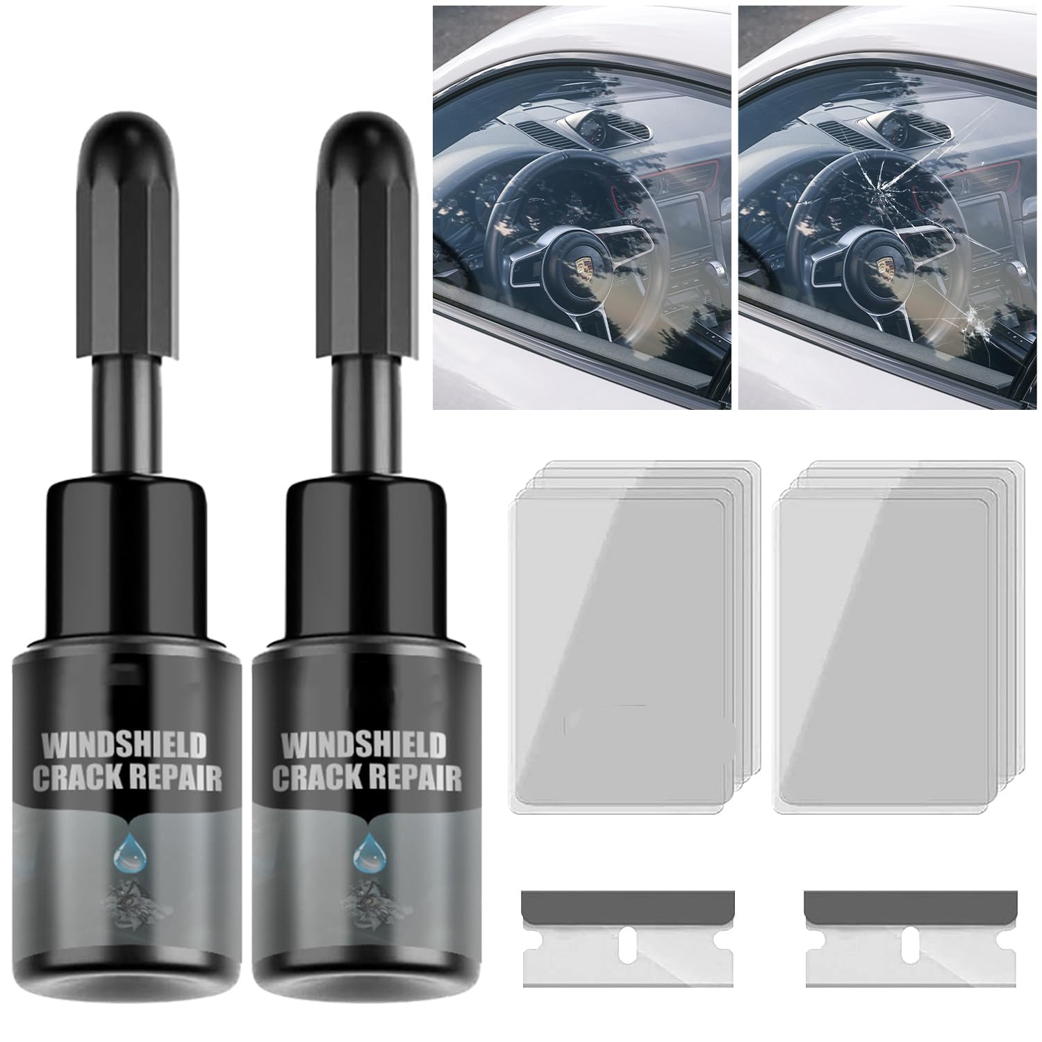 Iaolose Windshield Crack Repair Kit, Cracks Gone Glass Kit Automotive Windscreen Tool for Fixing Chips, Glass Repair Kit Windshield for Fixing Chips,