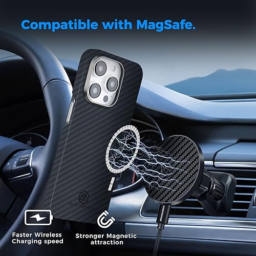 Miniatura 7 de MONOCARBON Funda de fibra de aramida real para iPhone 15 Pro, lujosa funda delgada y ligera de 0.04 pulgadas, ajuste delgado y ligero de 6.1
