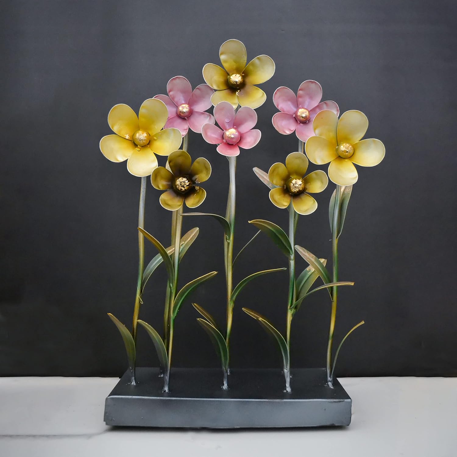 CraftVatika Metal Iron Flower Shaped Table Top Showpiece, Handmade Gift Articles for Decoration