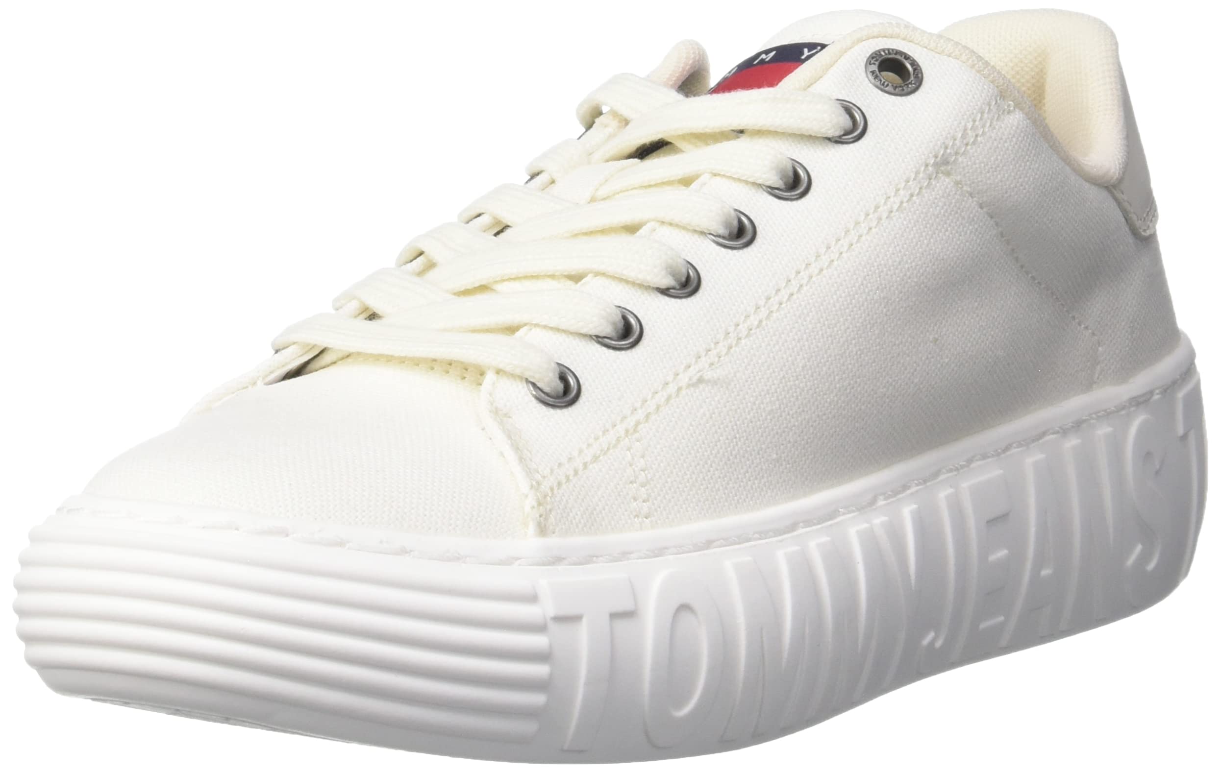 Baskets mode Tommy Jeans en toile blanche légères et confortables taille 37 - 8