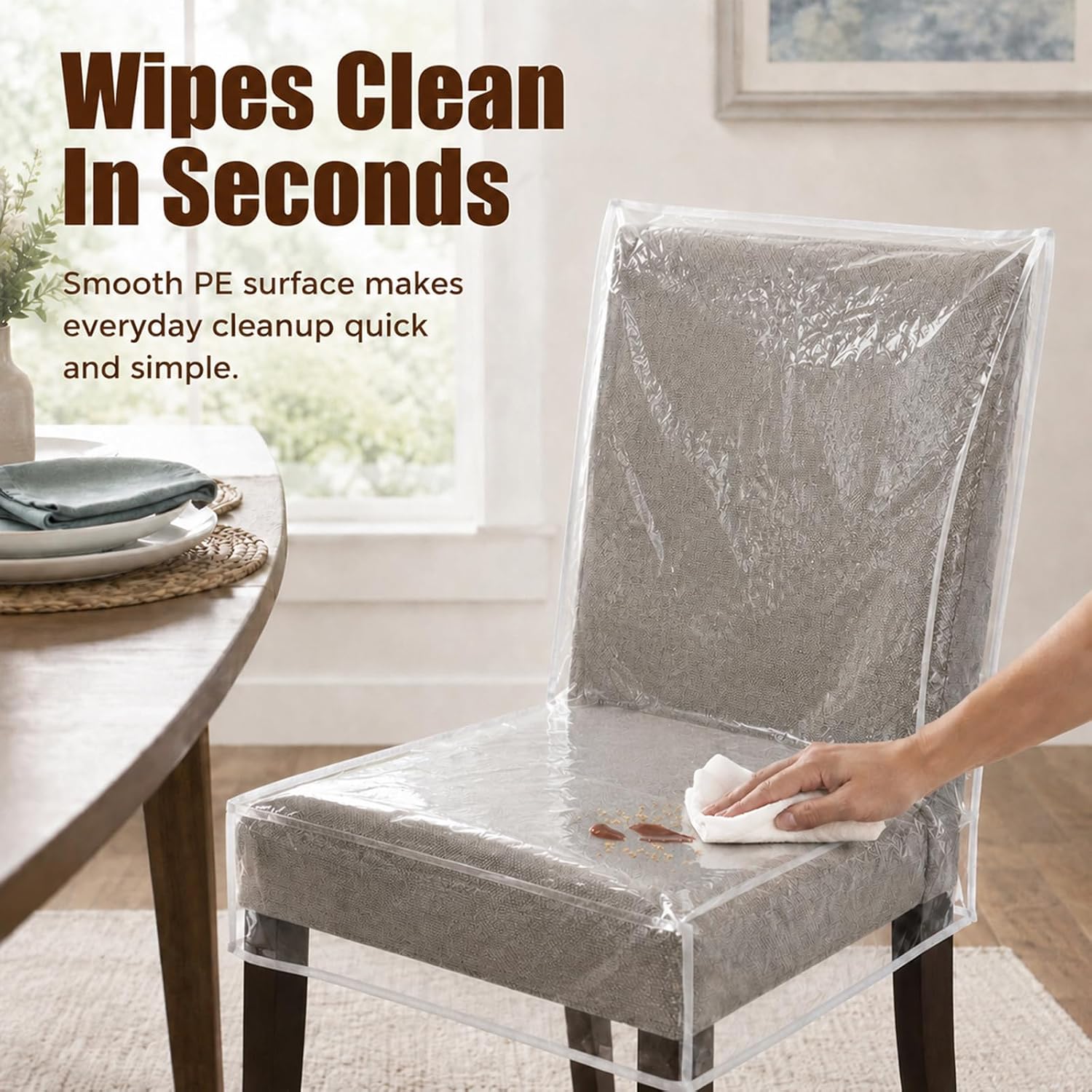 4Pcs Dining Chair Covers, Waterproof Clear Chair Covers