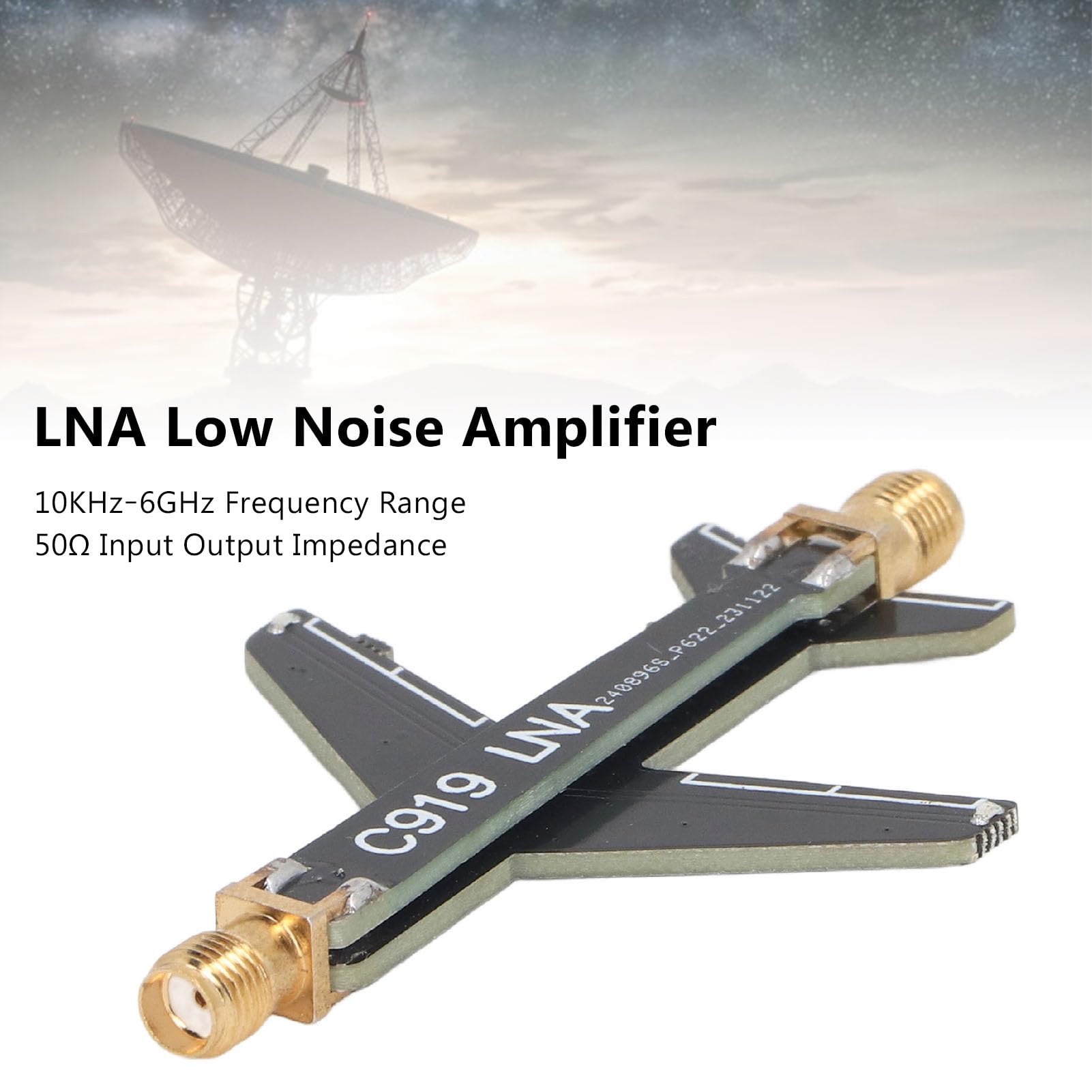 Amplificador de bajo ruido, ganancia de 20 dB, módulo LNA SMA hembra de 10 kHz‑6 GHz para amplificación de señales FM, sistemas de recepción GPS y EMC con impedancia de 50 Ω y dise