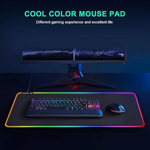 Miniatura 5 de OIAMIK Alfombrilla de mouse para juegos grande alfombrilla de escritorio XL alfombrilla de mouse y teclado con modos de iluminación alfombrillas de
