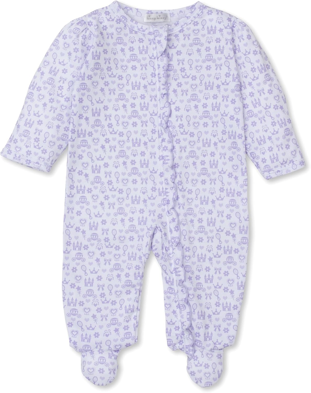 kissy kissy Baby Girls Infant Royal Details Lilac Print Footie With Zipper