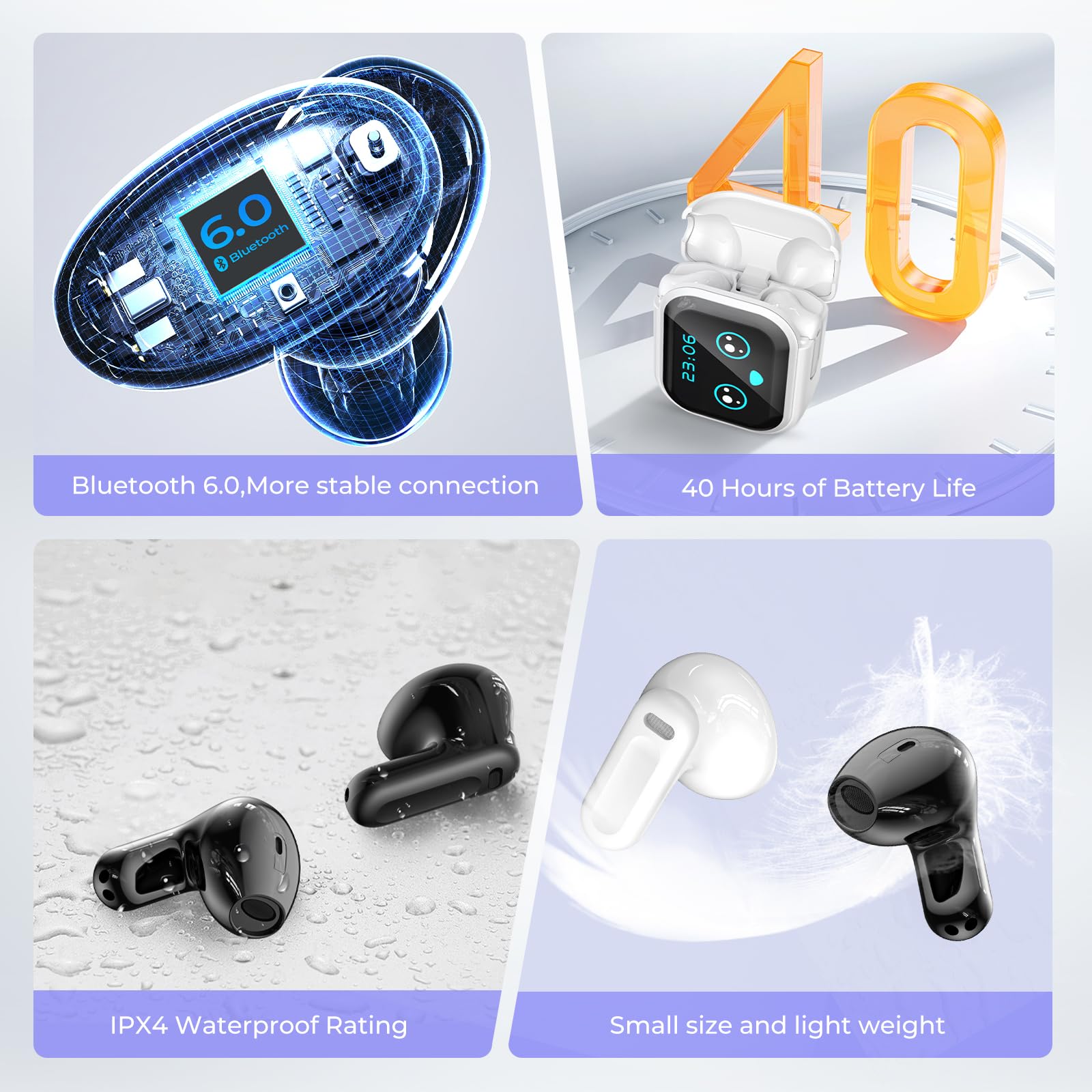 NE20 AI - Traduttore per cuffie, 3 in 1, in tempo reale, 134 lingue con app, 8 modalità di traduzione, Bluetooth 6.0, colore: Bianco