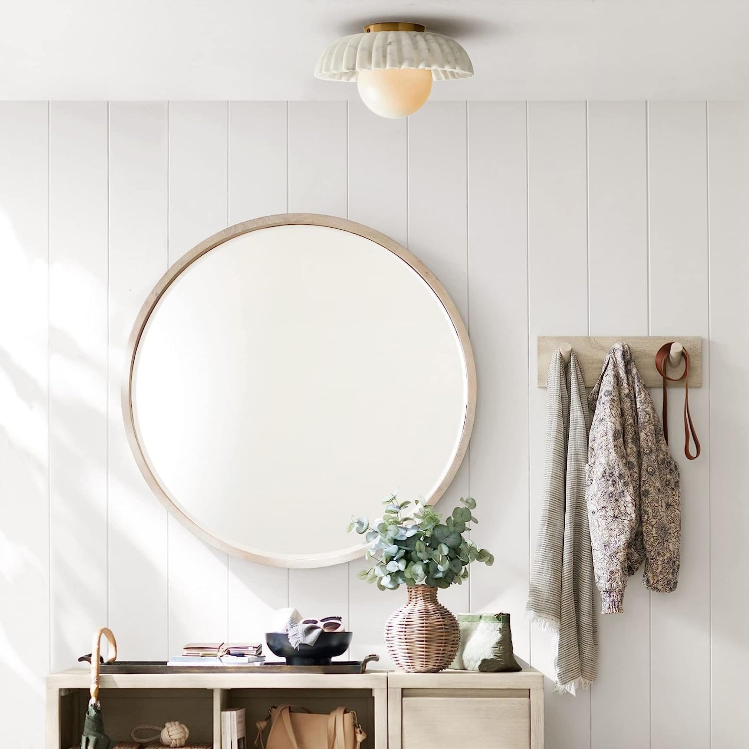 Fluted Marble Ceiling Light Semi Flush Mount Ceiling Lamp Close to Ceiling Light Fixtures for Corridor Cloakroom Porch Bedroom Foyer Coffee Shop Art Display