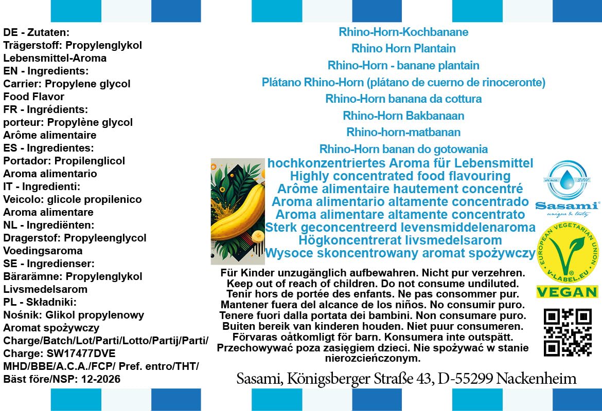 Rhino-Horn-Kochbanane Aroma Konzentrat - Vegan - Sasami - 100ml