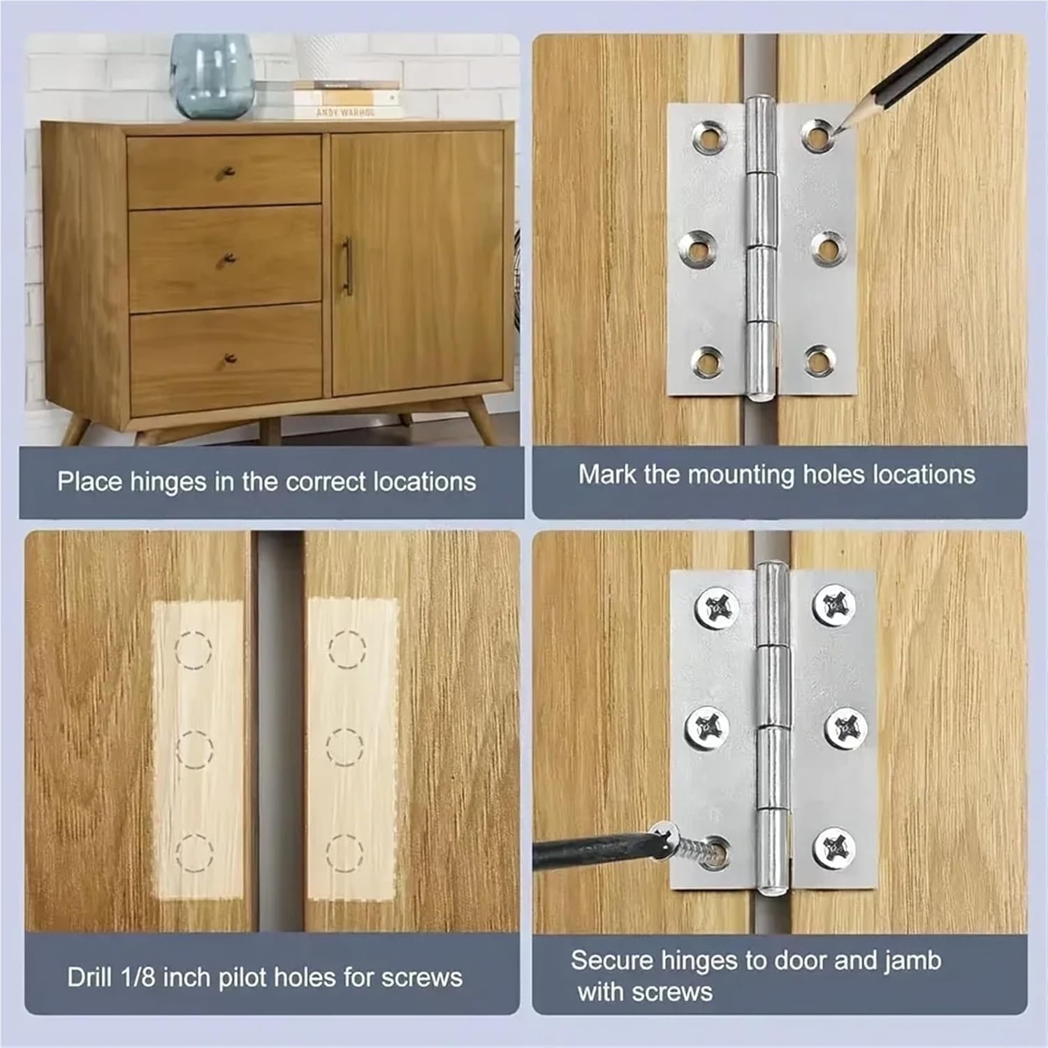 10pcs Stainless Steel Door Cabinet Doors Windows Wooden Box Flat Hinge Home Furniture Hardware Accessories