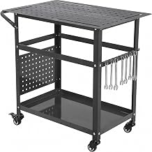 Welding Table, 36'' x 24'' Welding Workbench Table 1200 LBS Load Capacity, Steel Welding Workbench with Movable Wheels, Mobile Welding Cart with Tool Storage for Garage Workshop