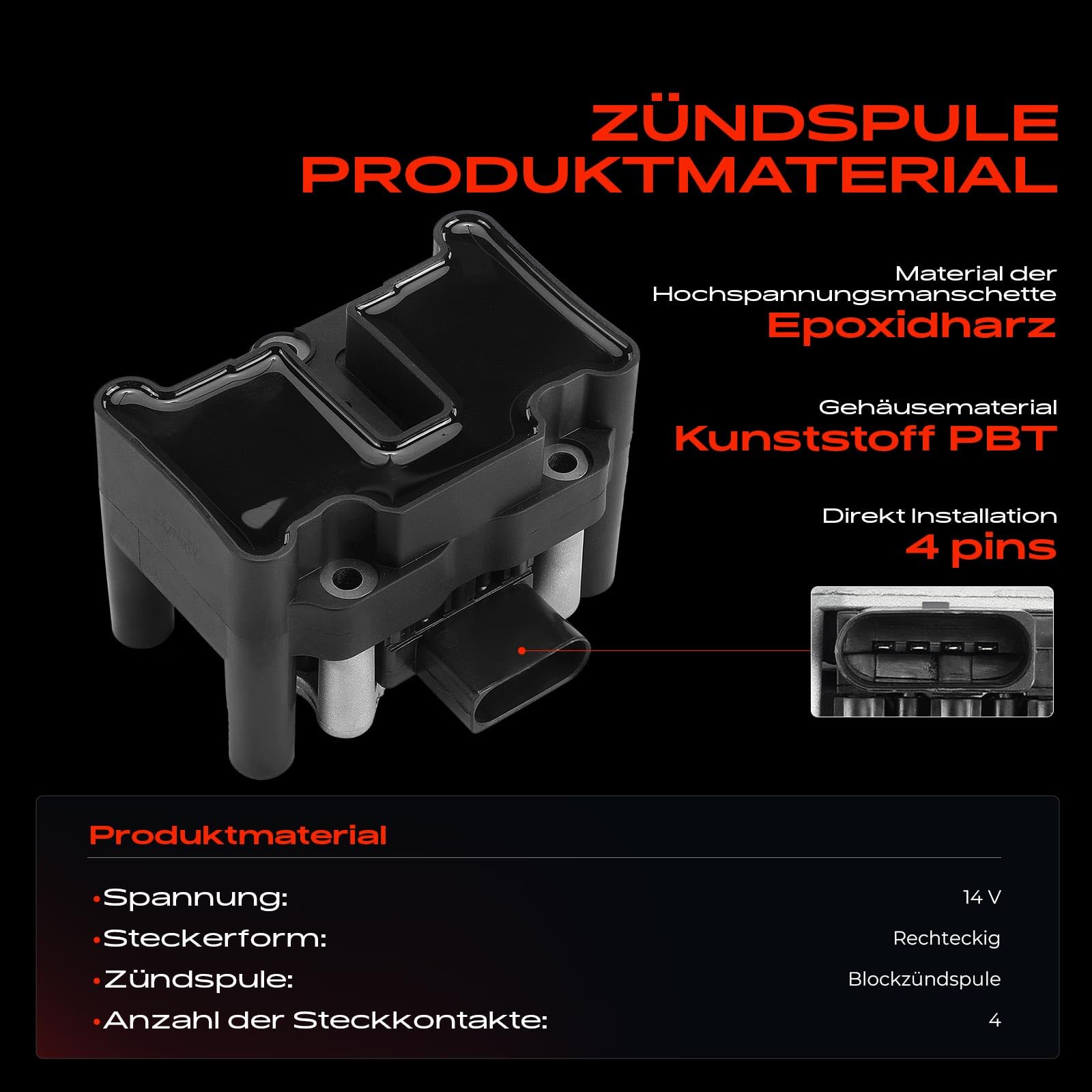 Frankberg 1 bobina di accensione + 4 candele benzina 032905106 | Compatibile con: Golf V 1K1, New Beetle 1C1 9C1, Golf IV Variante 1J5, J.e.t.t.a IV 162 163 AV2 AV3, Golf IV 1J1
