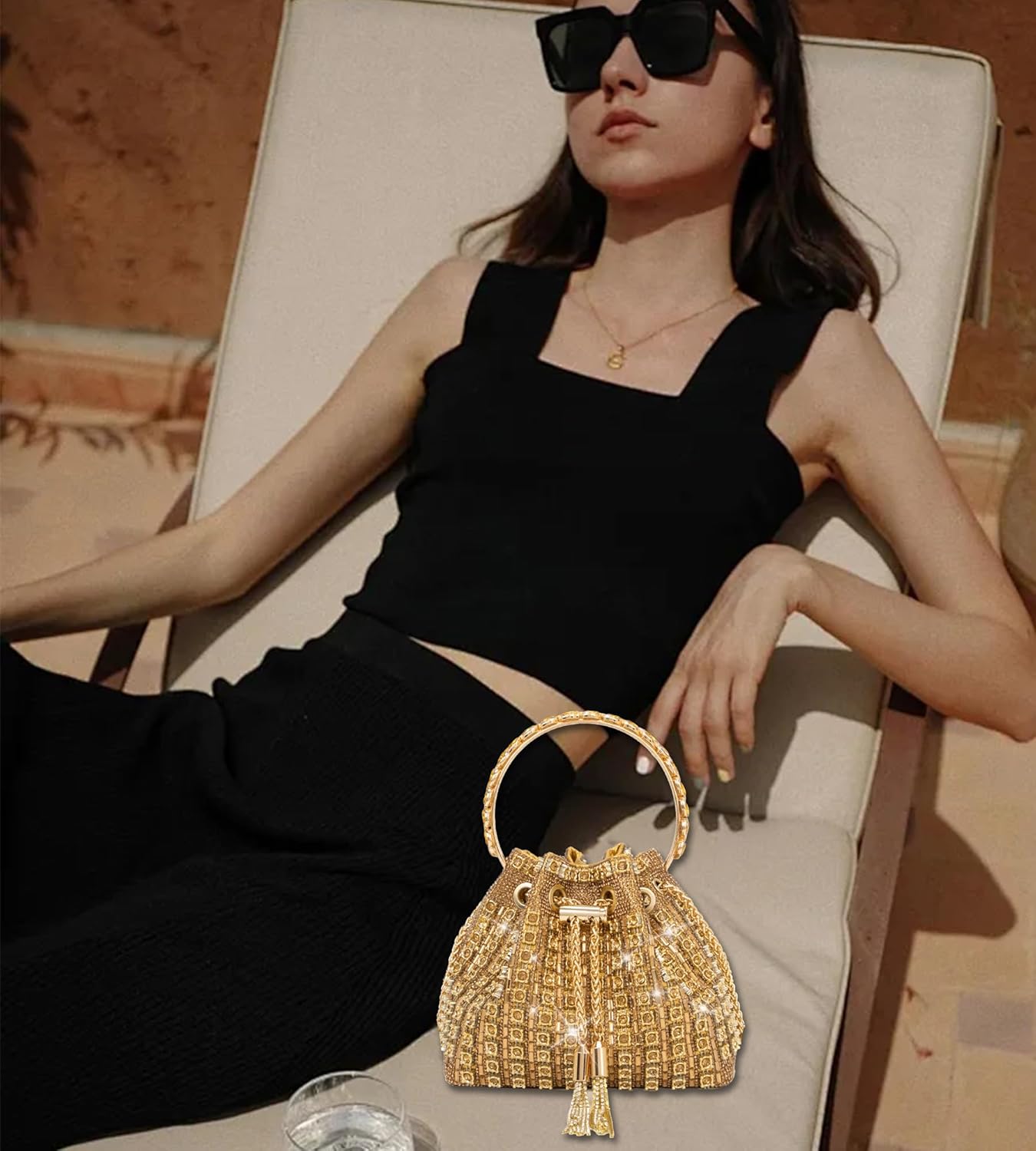 Sparkly Diamond Evening Bag Clutch Purses for Women Rhinestone Purse Glitter Handbag for Party Prom Cocktail Wedding - Image 2