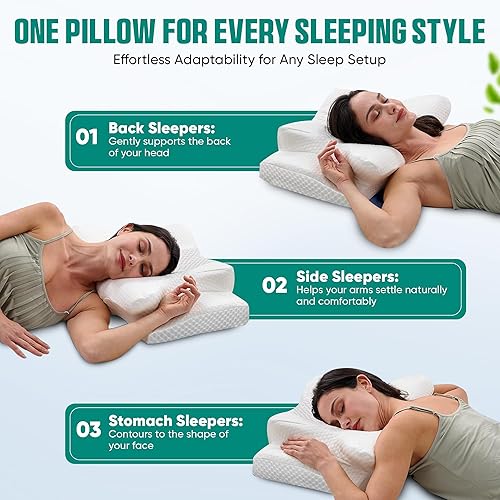 Miniatura 3 de Almohada cervical para el cuello 5X para aliviar el dolor, almohada ergonómica refrescante para dormir, almohadas de espuma viscoelástica de