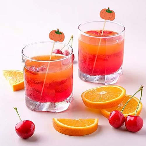 Miniatura 3 de Honbay 100 piezas de palillos de cóctel de calabaza de bambú de frutas, hamburguesas, palillos de dientes para cupcakes, sándwich, aperitivo,