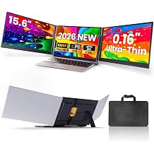 Laptop Screen Extender, 15.6" Ultra Light &amp; Thin Triple Portable Monitor for Laptop with 1080P FHD IPS Display, Two Cable USB-C/HDMI Plug-Play Monitor Extender for Mac/Win/Android, Fits 13-17" Laptops