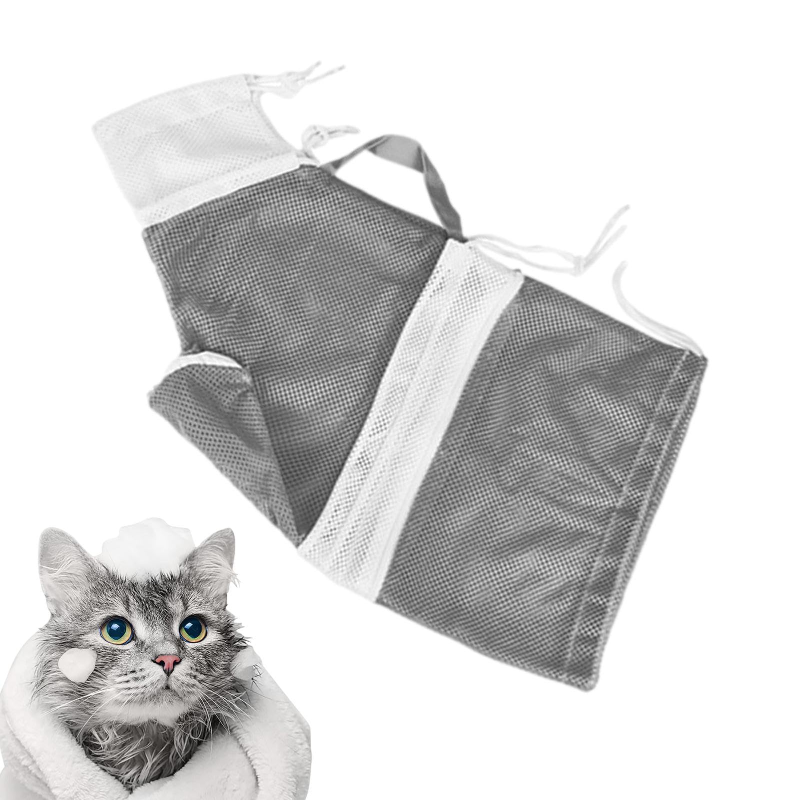 Sac De Toilettage Pour Chat – Maille Respirante, Réglable – Dimensions ~53 X 30 Cm – Pour Bain, Coupe Des Griffes, Soins
